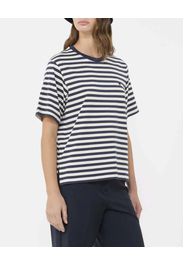 T-shirt boxy a righe bianche e blu in cotone Weekend Max Mara a maniche corte con micrologo a contrasto