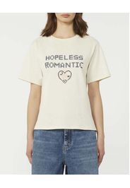 T-shirt ecru in cotone Weekend Max Mara a maniche corte con stampa grafica