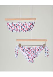 Bikini bianco in fantasia gemotrica a fiori 8-12 anni