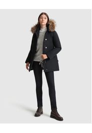 Arctic Parka slim fit blu imbottito in piuma naturale con bordatura in pelliccia