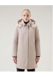 Giaccone Firth color gesso in Tech Softshell con colletto a camicia e cappuccio staccabile