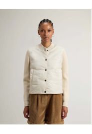 Giubbino color panna Woolrich cin nylon imbottito idrorepellente con maniche in maglia di misto viscosa a coste