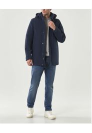 Parka Woolrich Barrow blu in Tech Softshell con cappuccio staccabile