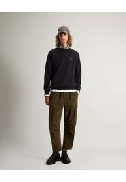 Felpa girocollo Woolrich nera in cotone interlock stretch