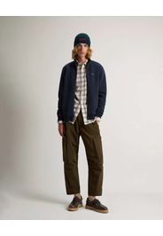 Felpa Woolrich blu in cotone interlock stretch con chiusura zip