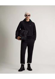 Felpa Woolrich nera in cotone interlock stretch con cappuccio