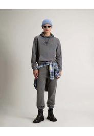 Felpa Woolrich grigia in cotone interlock stretch con cappuccio