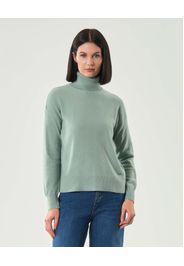 Maglia color acqua Woolrich in lana e cashmere dalla linea boxy con collo alto