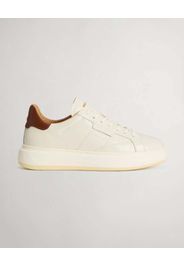 Sneakers Woolrich Arrow panna in pelle con inserto sul tallone marrone