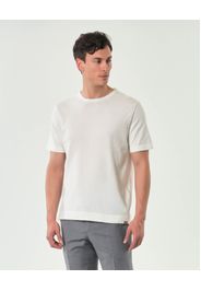 T-shirt Woolrich panna in maglia di cotone a mezze maniche
