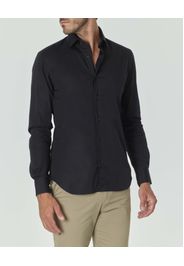 Camicia Xacus nera in popeline di cotone stretch slim-fit
