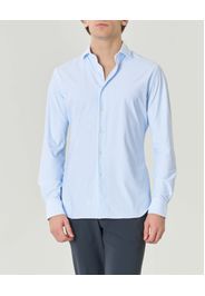 Camicia a righe bianche e azzurr in tessuto tecnico active tailor fit