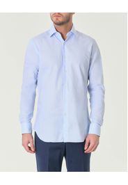 Camicia azzurra in puro cotone armaturato con colletto alla francese