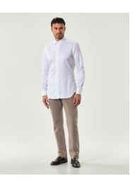 Camicia Xacus bianca in twill di puro cotone tailor-fit