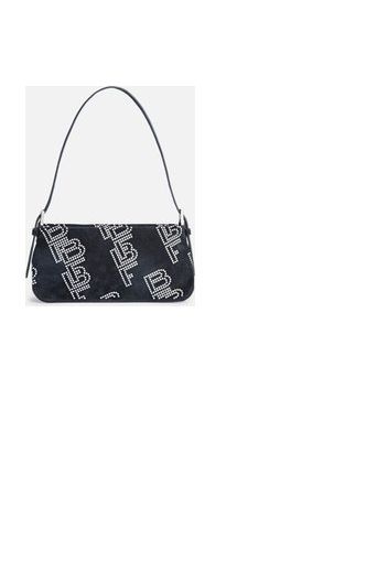 BY FAR Dulce Crystal Monogram Suede Shoulder Bag