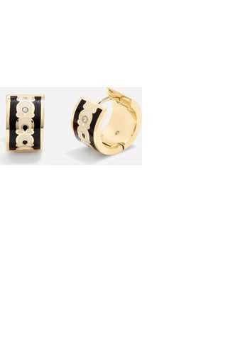 Coach Signature Gold-Plated Enamel Huggie Earrings