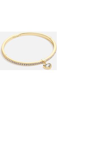 Coach Women's Heart Gold Tone Charm Bangle - Gold/Clear