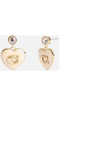 Coach Heart Boxed Gold-Tone Drop Earrings