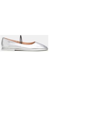 Coach Women's Emilia Metallic Leather Mary Jane Flats - Silver