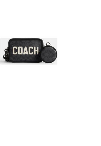 Coach Men's Charter Signature With Coach Graphic Cross Body Bag - Charcoal Multi