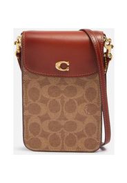 Coach Coated Canvas Signature C Phone Cross Body Bag - Tan Rust