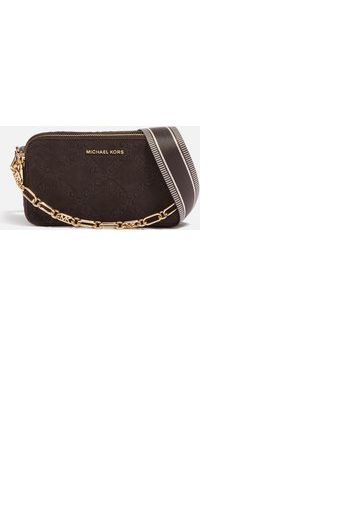 MICHAEL Michael Kors Women's Jet Set Small Double Zip Camera Chain Suede Cross Body Bag - Chocolate