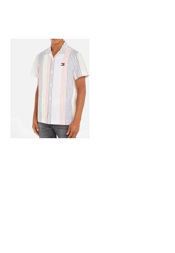 Tommy Jeans Men's Classic Linen Mini Stripe Shirt - White/Multi Stripe