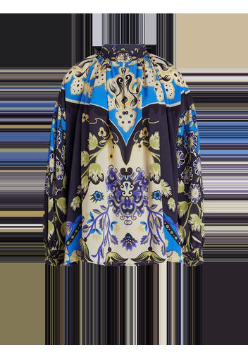 Ornamental Print Silk Blouse