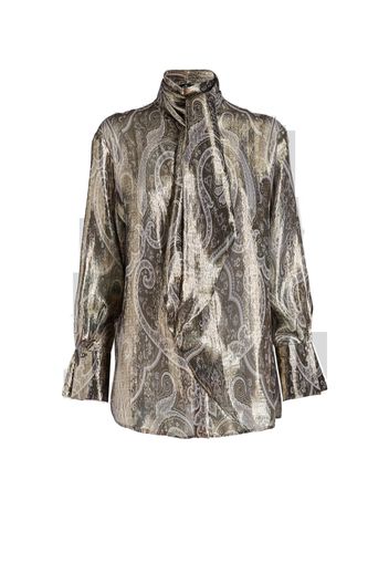 Paisley Silk Shirt With Bow