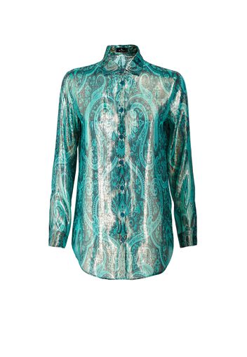 Silk And Laminated Thread Paisley Shirt