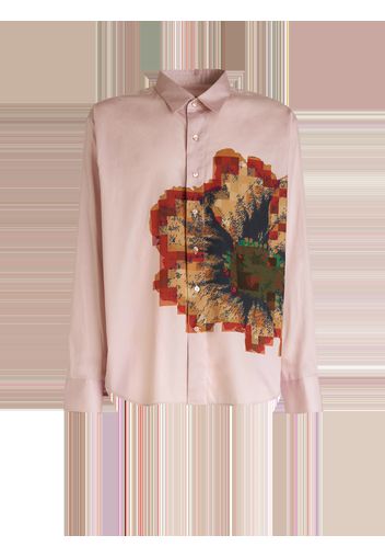 Shirt With Placed Pixel Art Flower