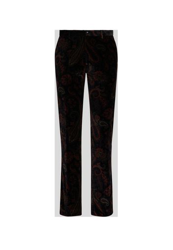 Tailored Stretch Cotton Trousers With Floral Paisley Pattern