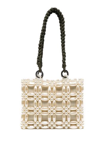 0711 Marisha beaded shoulder bag - White