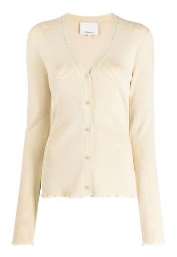 3.1 Phillip Lim metallic-threading lettuce-hem cardigan - Yellow