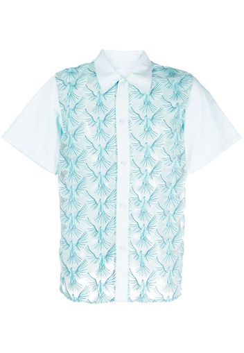 3PARADIS Unity Doves tulle-panel shirt - Blue