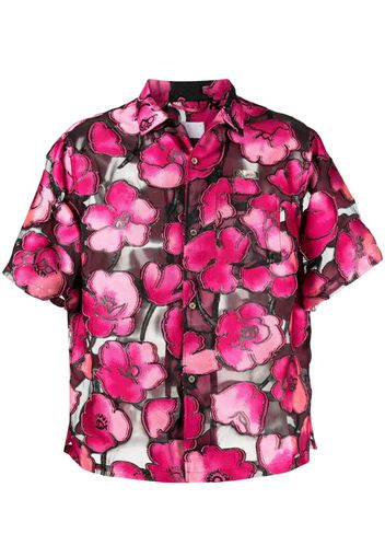 4SDESIGNS floral-print short-sleeve shirt - Black