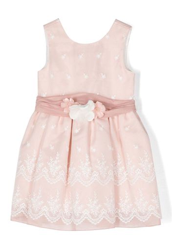 Abel & Lula floral-appliqué pleated dress - Pink