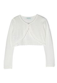 Abel & Lula lace-trim detail cardigan - White