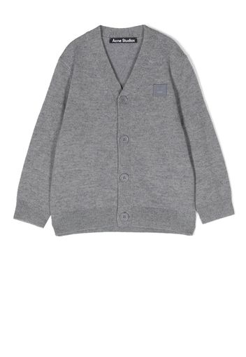 Acne Studios chest logo-patch knit cardigan - Grey