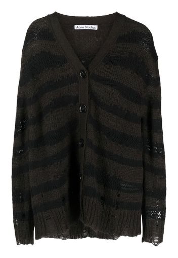 Acne Studios distressed stripe-print cardigan - Brown