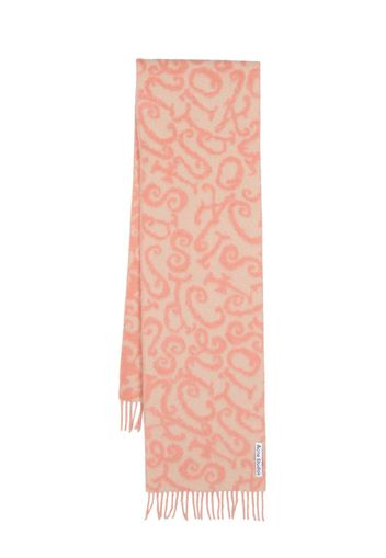 Acne Studios abstract-pattern fringed scarf - Pink