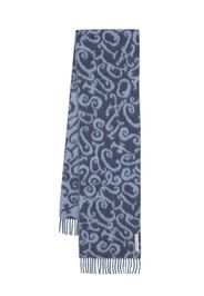 Acne Studios abstract-pattern fringed scarf - Blue