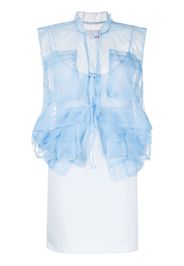 ACT Nº1 flap-pocket sleeveless organza shirt - Blue