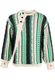 Ader Error Frema striped-knit buttoned jumper - Black