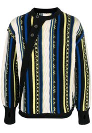 Ader Error Frema striped-knit buttoned jumper - Black