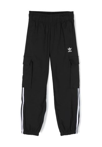 adidas Kids logo-embroiderd cargo trousers - Black