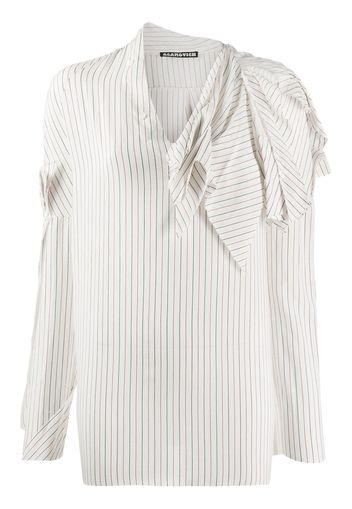 Aganovich striped raw edge shirt - White