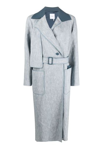 Agnona silk-linen blend oversize trench coat - Blue
