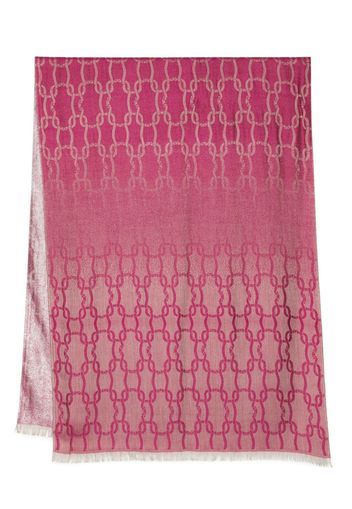 Agnona monogram jacquard fringed scarf - Pink