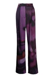 Agnona abstract-print high-waist trousers - Purple